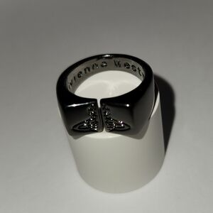 Vivienne Westwood Black Ring Adjustable, Smallest Size 7 and Expands to 9